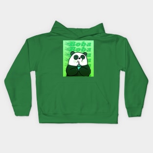 Green Boba Panda Kids Hoodie